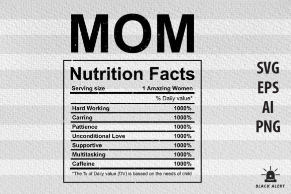 MOM Nutrition Facts SVG for Mothers Day